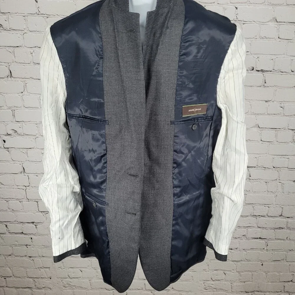NWT Joseph Abboud Grey 100% Wool Houndstooth Blazer Sport Coat USA Made Size 40R